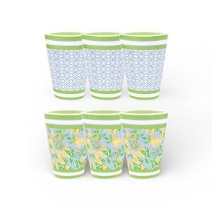 Lilly Pulitzer Pool Side Cups Set Of 6 Unopened Package Make Lemonade Print NWT